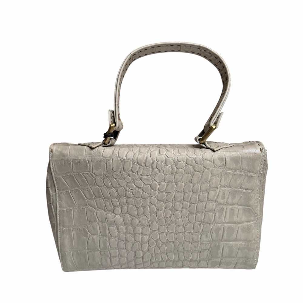 CARLA MANCINI Cream Crocodile Croco‎ Croc-Embossed Purse Bag NWT Shoulder Tote - Picture 8 of 16